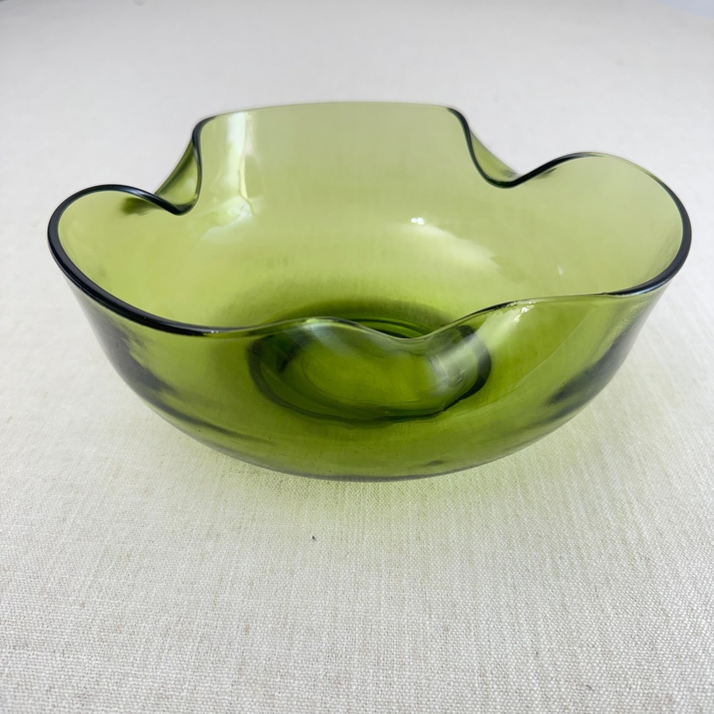 Vintage Anchor Hocking Avocado Green Art Class Chip Bowl MCM 1970s 10 - Picture 2 of 8